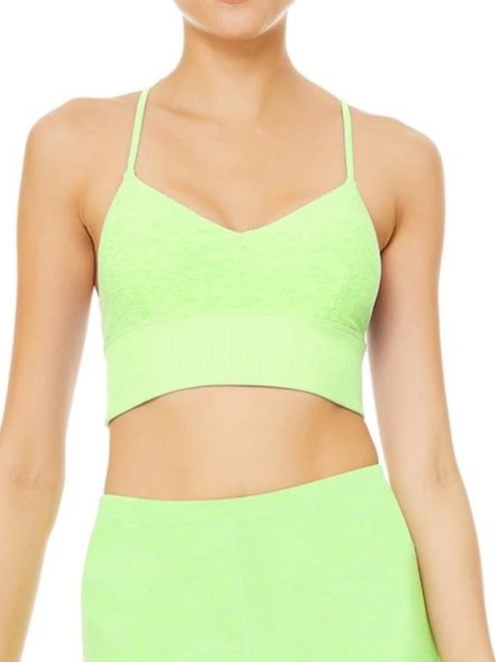 Alo Yoga Alosoft Lavish Bra Neon Lime Heather Green Strappy S